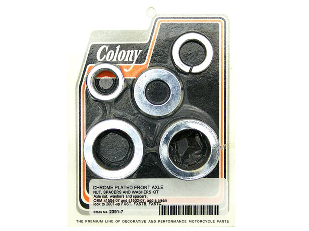 Front Axle Spacer Kit - Chrome. Fits FX Softail 2007-2015 - Colony Machine
