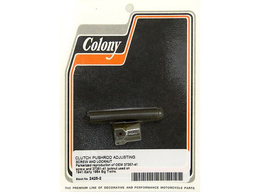 Clutch Pushrod Adjusting Screw & Lock Nut. Fits Big Twin 1941-1984. - Colony Machine