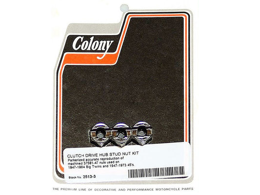 Clutch Hub Nut - Pack of 3. Fits 4Spd Big Twin 1947-1984 & 45's 1947-1973. - Colony Machine