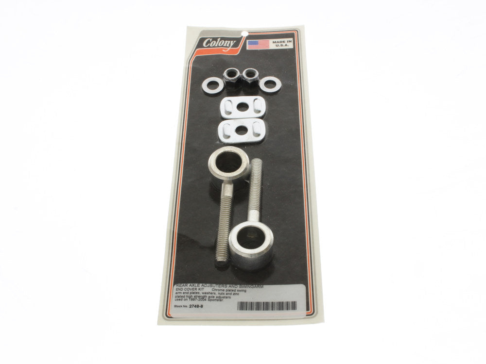 Rear Axle Adjusting Kit - Chrome. Fits Sportster 1997-2004. - Colony Machine