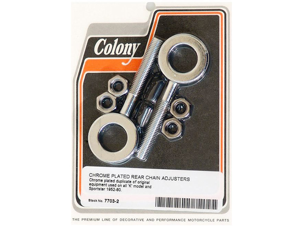 Rear Axle Adjusting Kit - Chrome. Fits Sportster 1952-1980. - Colony Machine
