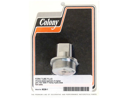 Fork Tube Plug - Chrome. Fits Big Twin 1948-1977 with Hydra-Glide Fork Tubes. - Colony Machine