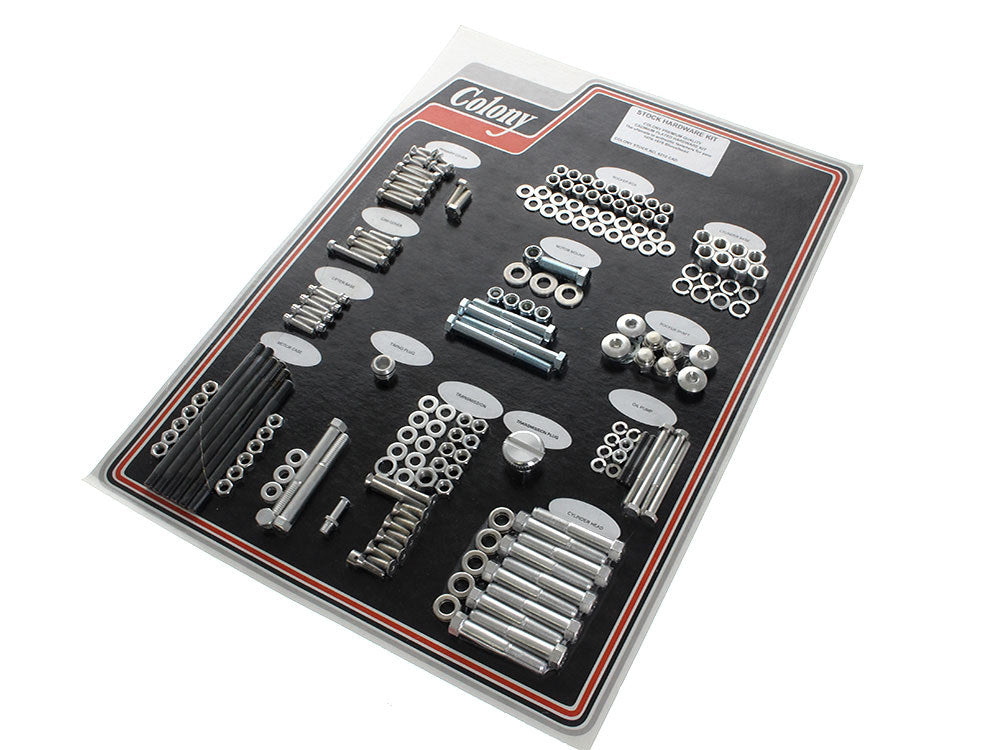 Complete Stock Hardware Kit - CAD Plated. Fits Big Twin 1976-1978 with Shovelhead Engine - Colony Machine