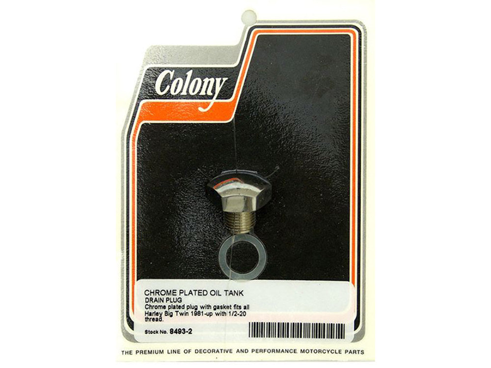 Drain Plug - Chrome. Fits Big Twins 1981up. - Colony Machine