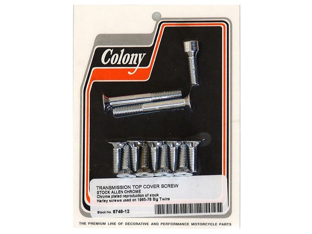 Transmission Top Cover Bolts - Chrome. Fits Big Twin 1965-1978. - Colony Machine