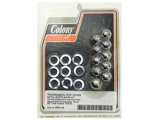 Acorn Transmission Side Cover Kit - Chrome. Fits 4Spd Big Twin 1936-1986 - Colony Machine