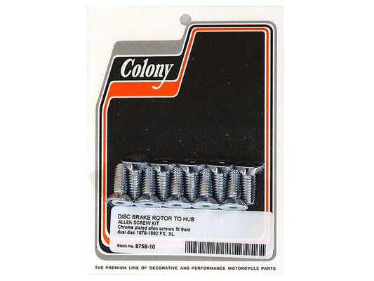 Front Disc Rotor Bolts - Chrome. Fits FX & Sportster 1978-1982. - Colony Machine