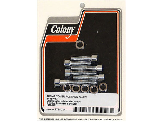 Polished Allen Head Cam Cover Bolts - Chrome. Fits Big Twin 1970-1992. - Colony Machine