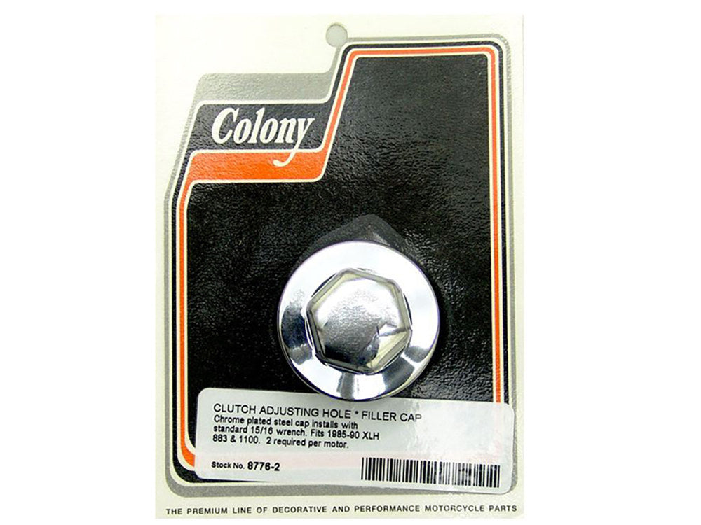 Primary Filler Cap and Clutch Adjusting Hole Cap - Chrome. Fits Sportster 1985-1990 - Colony Machine