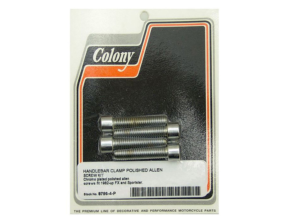 Handlebar Top Clamp Hardware with 5/16-18 x 1-1/2in. Socket Head Bolts - Chrome. Fits FX 1982up & Sportster 1982-2021. - Colony Machine