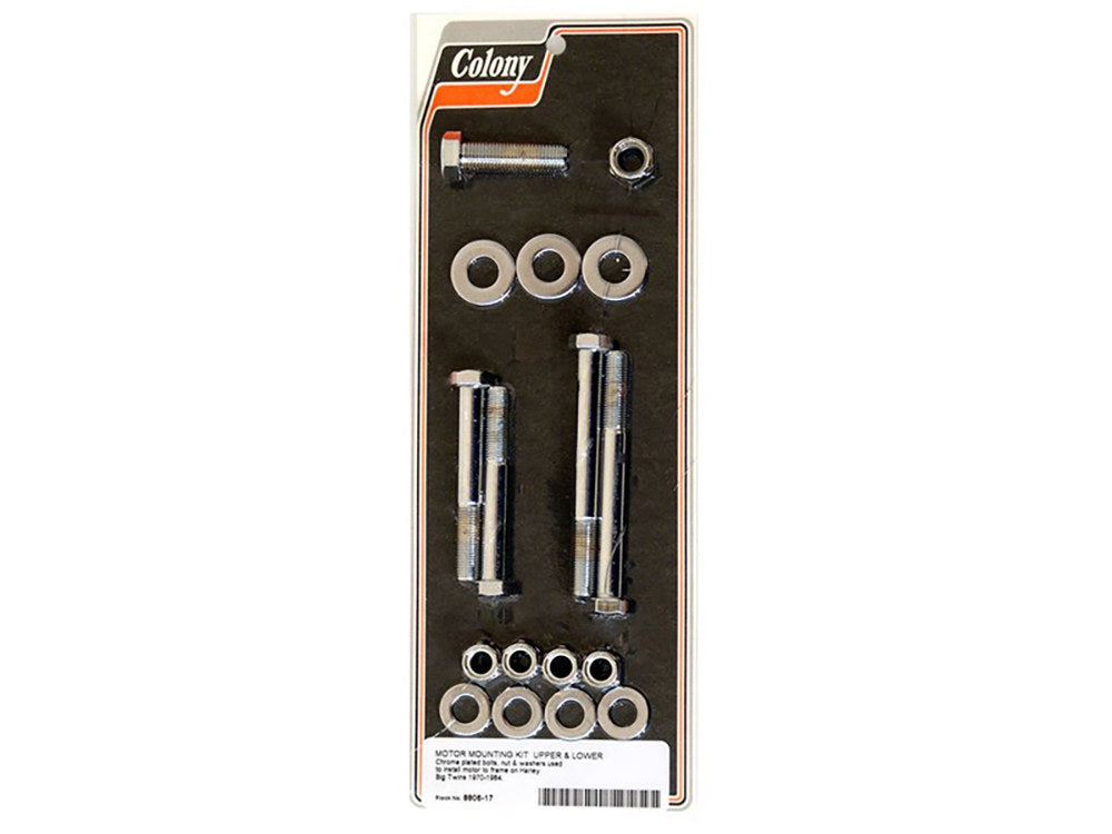 Upper & Lower Engine Mount Bolt Kit - Chrome. Fits Big Twin 1970-1984. - Colony Machine