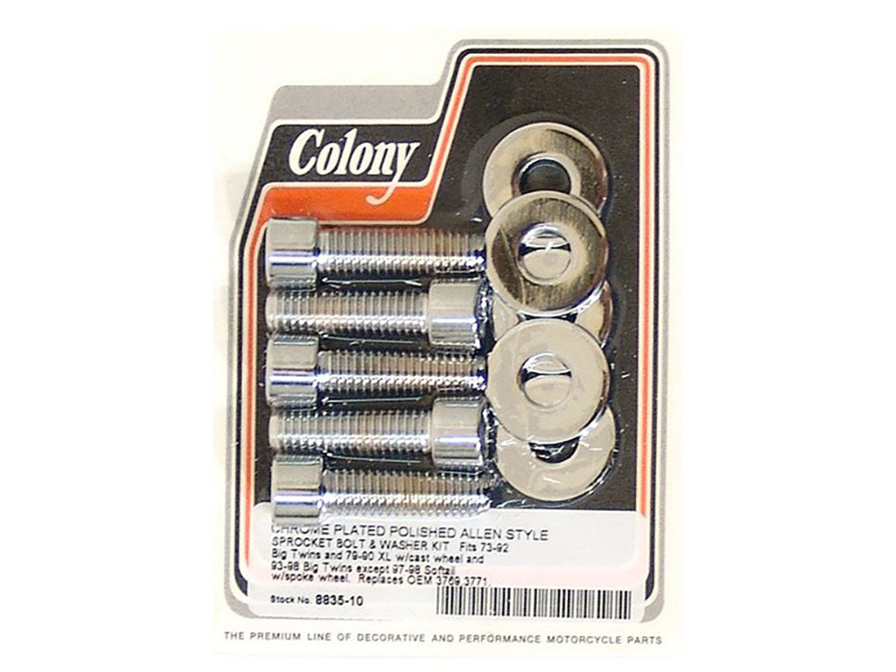 Rear Pulley or Sprocket Bolts - Chrome Allen Head. 7/16in.-14 x 1.50in. - Colony Machine
