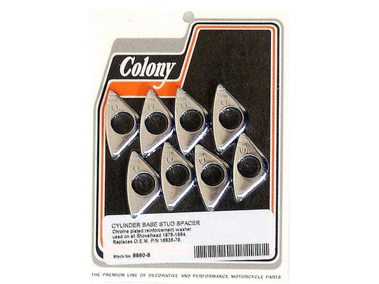 Cylinder Base Washers - Chrome. Fits Big Twin 1978-1984. - Colony Machine