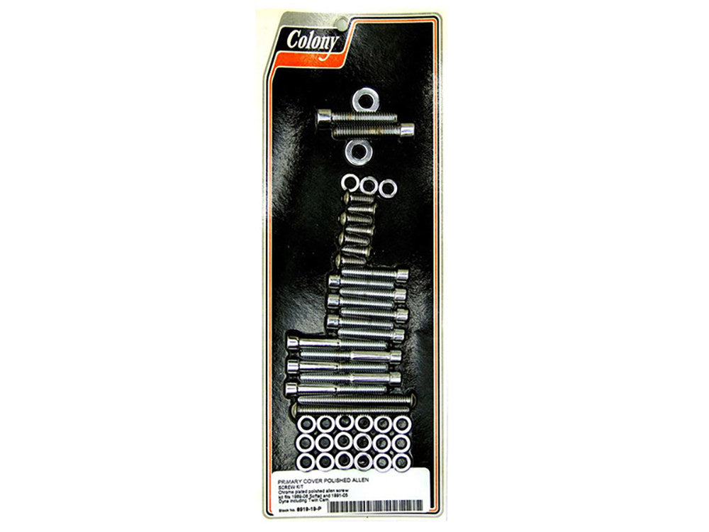 Polished Allen Head Primary Cover Bolts - Chrome. Fits Softail 1989-2006 & Dyna 1991-2005. - Colony Machine