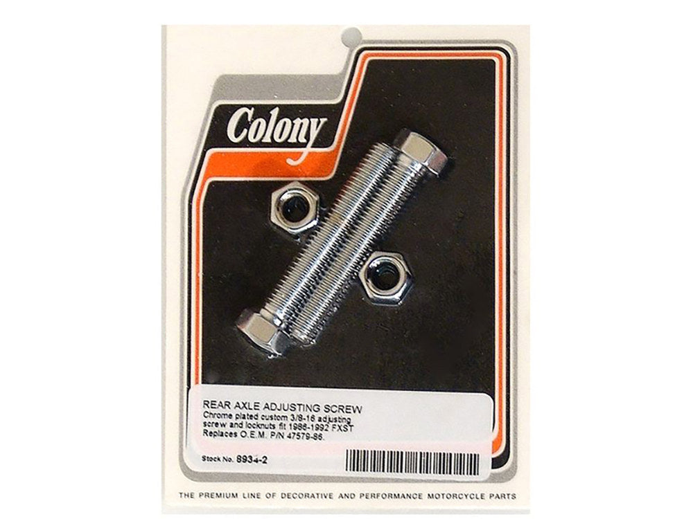 Rear Axle Adjusting Kit - Chrome. Fits Softail 1986-1992. - Colony Machine