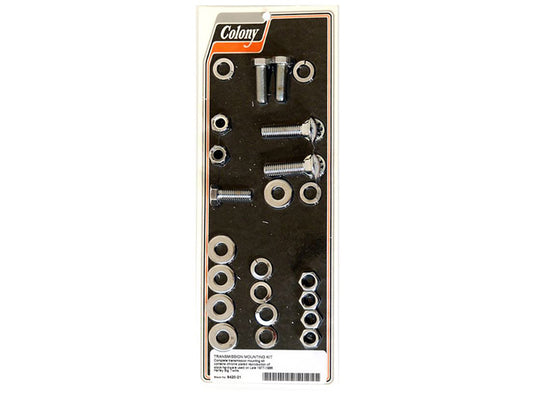 Transmission Mount Kit - Chrome. Fits Big Twin Late 1977-1986. - Colony Machine