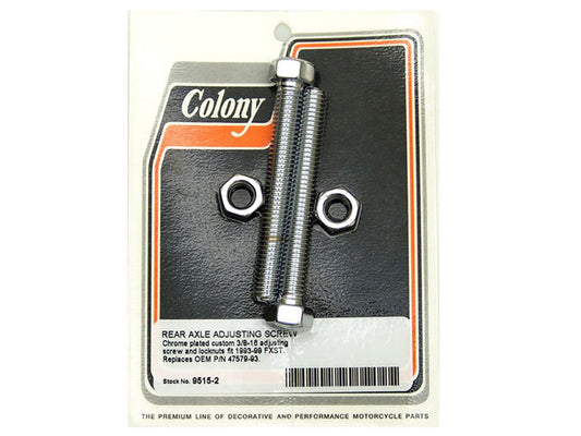 Rear Axle Adjusting Kit - Chrome. Fits Softail 1993-1999. - Colony Machine