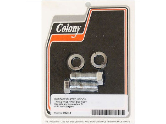 Lower Triple Tree Pinch Bolts - Chrome. Fits Wide Glide 1949-2017 - Colony Machine