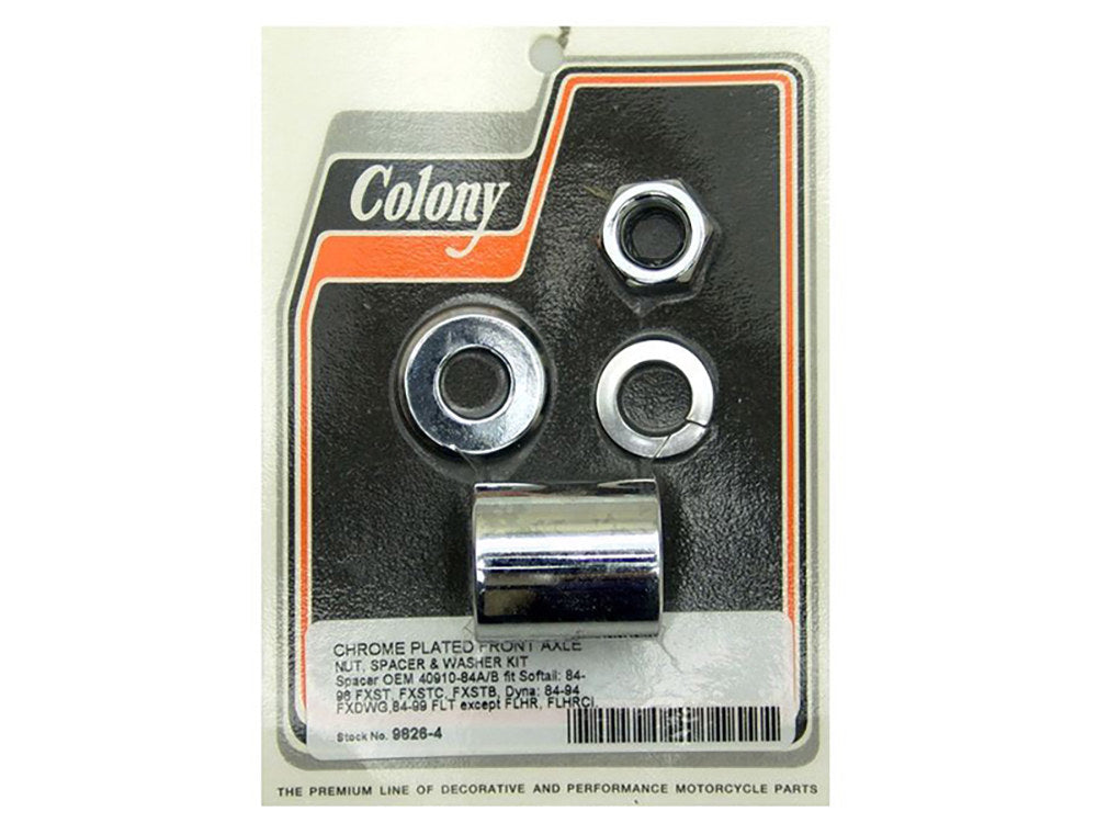 Front Axle Spacer Kit - Chrome. Fits FX Softail 1984-1995, Dyna Wide Glide 1993-1995 & Touring 1984-1995 - Colony Machine