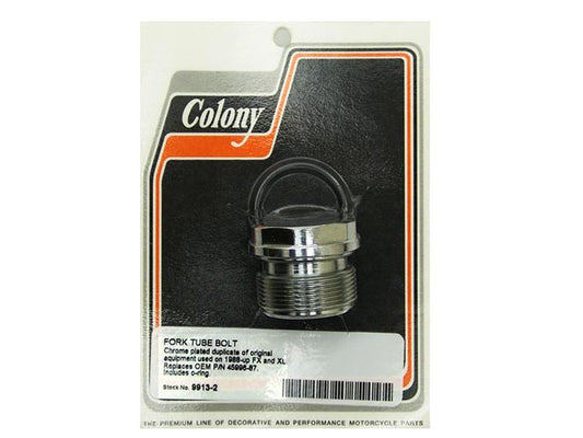 Fork Tube Bolt - Chrome. Fits Dyna 1994-2005, FXR 1987-1994 & Most Sportster 1991-2021 with 39mm Fork Tubes. - Colony Machine