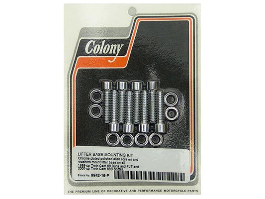 Polished Allen Head Tappet Cover Bolts - Chrome. Fits Softail 2000up, Touring 1999up & Dyna 1999-2017 - Colony Machine