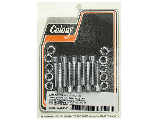 Polished Allen Head Cam Cover Bolts - Chrome. Fits Twin Cam 1999-2017. - Colony Machine