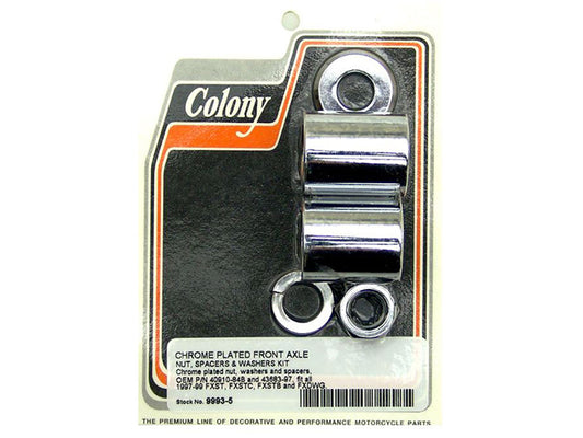 Front Axle Spacer Kit - Chrome. Fits FX Softail & Dyna Wide Glide 1997-1999 - Colony Machine