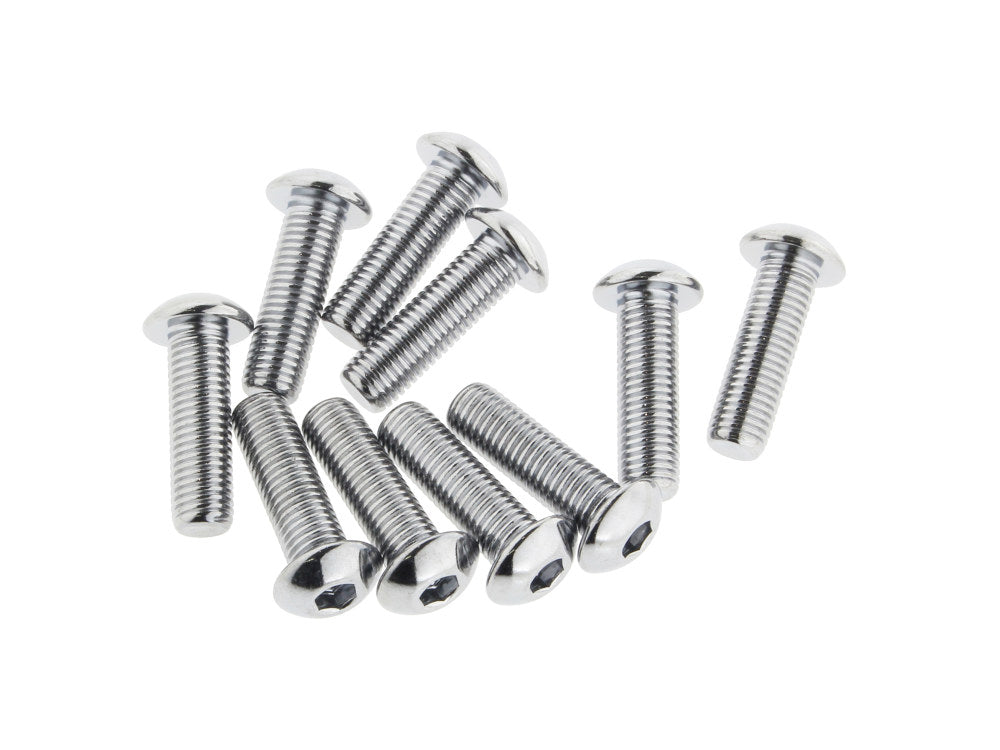 5/16-24 x 1in. UNF Button Head Allen Bolts - Chrome. Pack 10. - Colony Machine