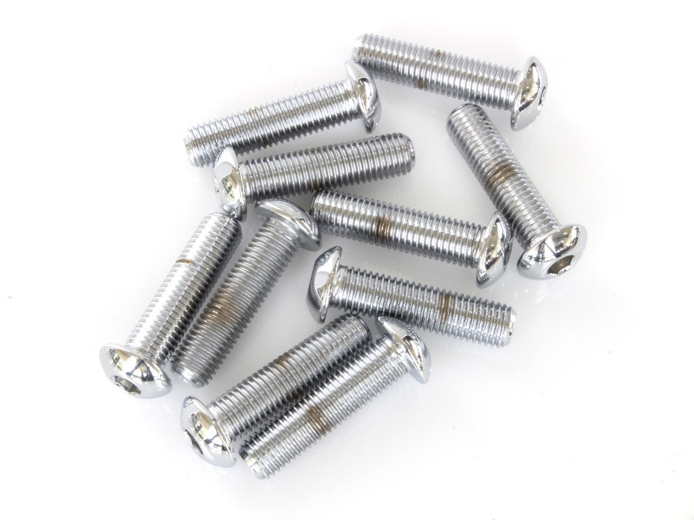 5/16-24 x 1/4in. UNF Button Head Allen Bolts - Chrome. Pack 10. - Colony Machine