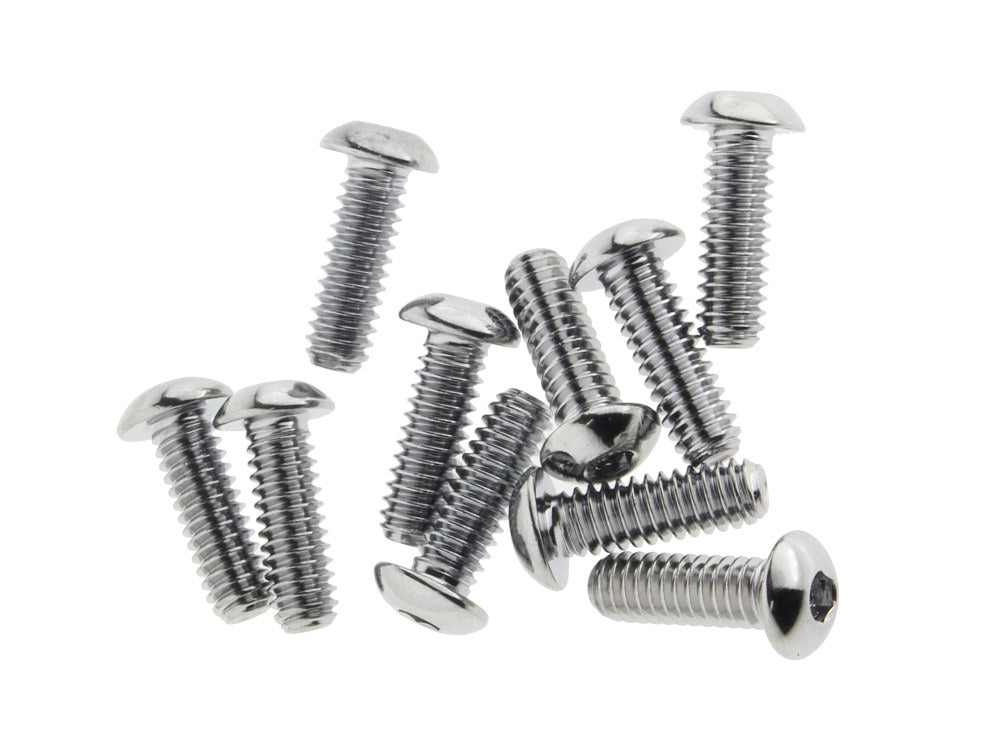 1/4-20 x 3/4in. UNC Button Head Allen Bolts - Chrome. Pack 10. - Colony Machine