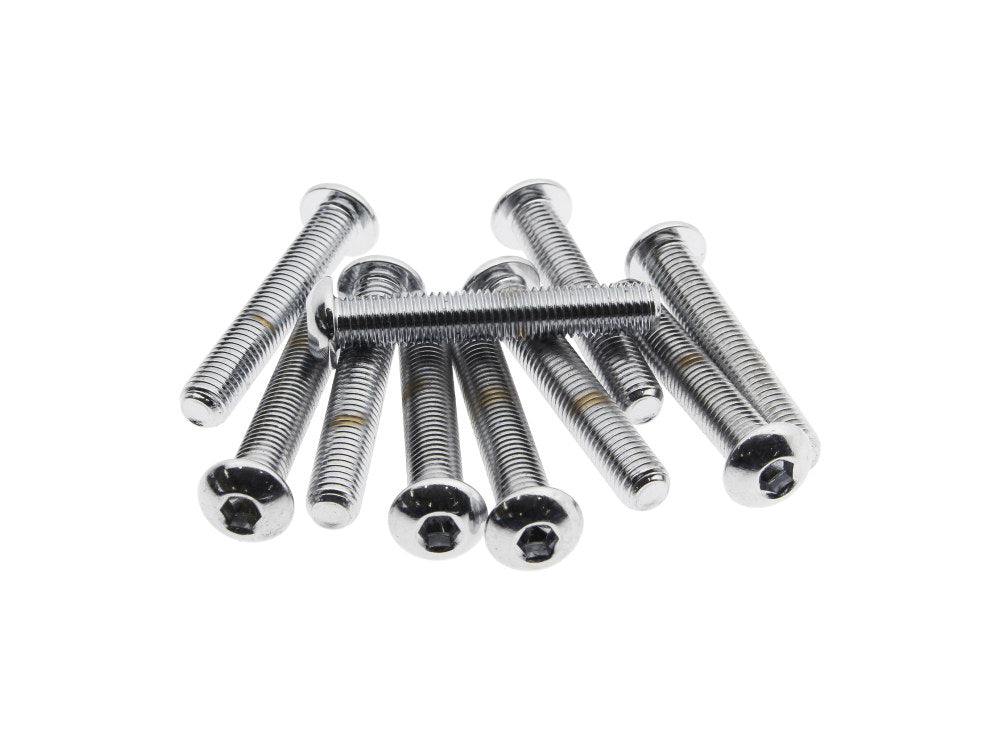 1/4-28 x 1-1/2in. UNF Button Head Allen Bolts - Chrome. Pack 10. - Colony Machine