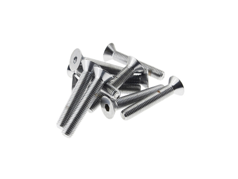 1/4-28 x 1-1/2in. UNF Flat Head Allen Bolts - Chrome. Pack 10. - Colony Machine