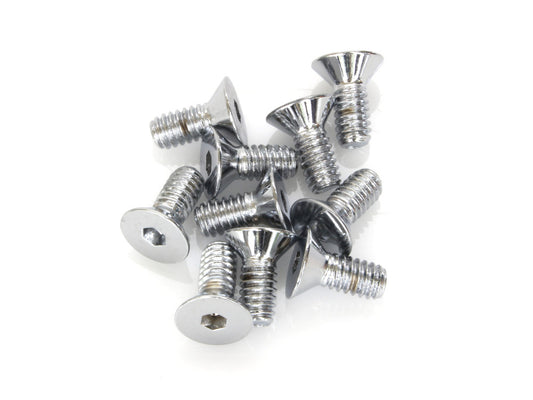 1/4-20 x 5/8in. UNC Flat Head Allen Bolts - Chrome. Pack 10. - Colony Machine