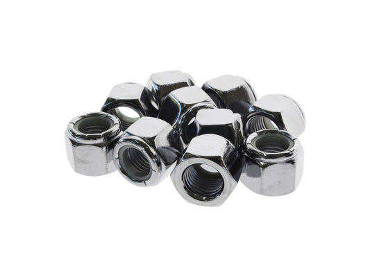 3/8-24 UNF Nylon Insert Locknuts - Chrome. Pack 10. - Colony Machine