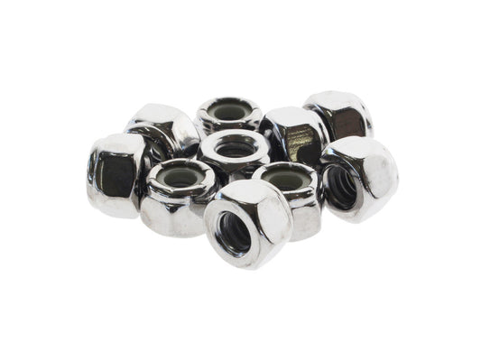1/4-20 UNC Nylon Insert Locknuts - Chrome. Pack 10. - Colony Machine