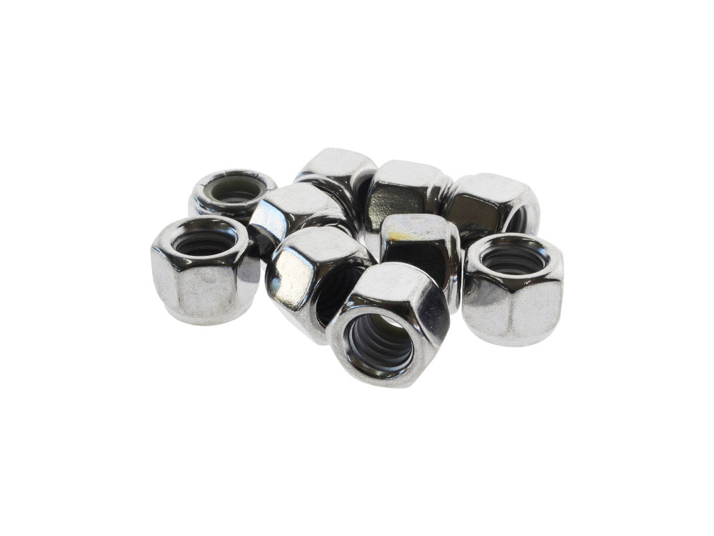 3/8-16 UNC Nylon Insert Locknuts - Chrome. Pack 10. - Colony Machine