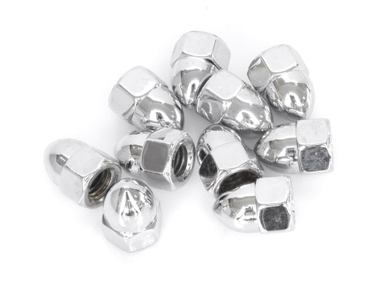 7/16-14 UNC Acorn OEM Style Nuts - Chrome. Pack 10. - Colony Machine