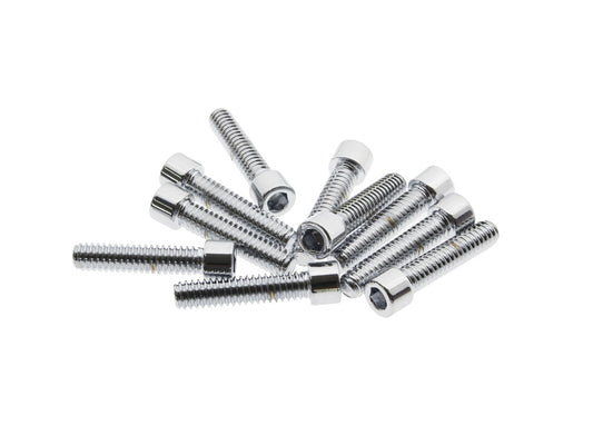 1/4-20 x 1-1/8in. UNC Polished Socket Head Allen Bolts - Chrome. Pack 10. - Colony Machine