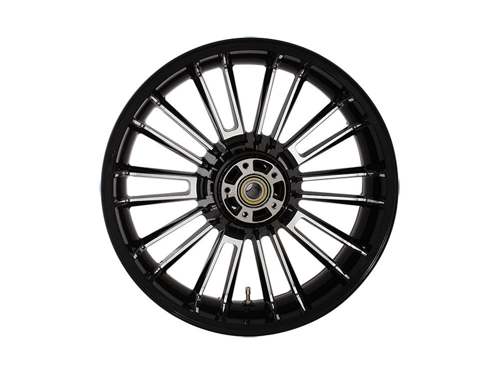 18in. x 5.50in. wide Atlantic 3D Wheel with Rear Hub - Black Cut. Fits Touring 2009up with ABS - Coastal Moto