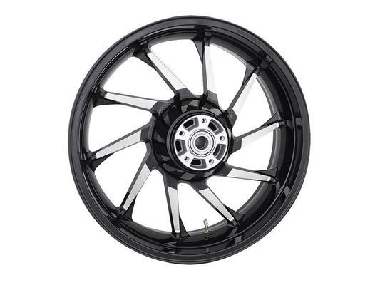 18in. x 5.50in. wide Hurricane 3D Wheel with Rear Hub - Black Cut. Fits Touring 2009up with ABS - Coastal Moto