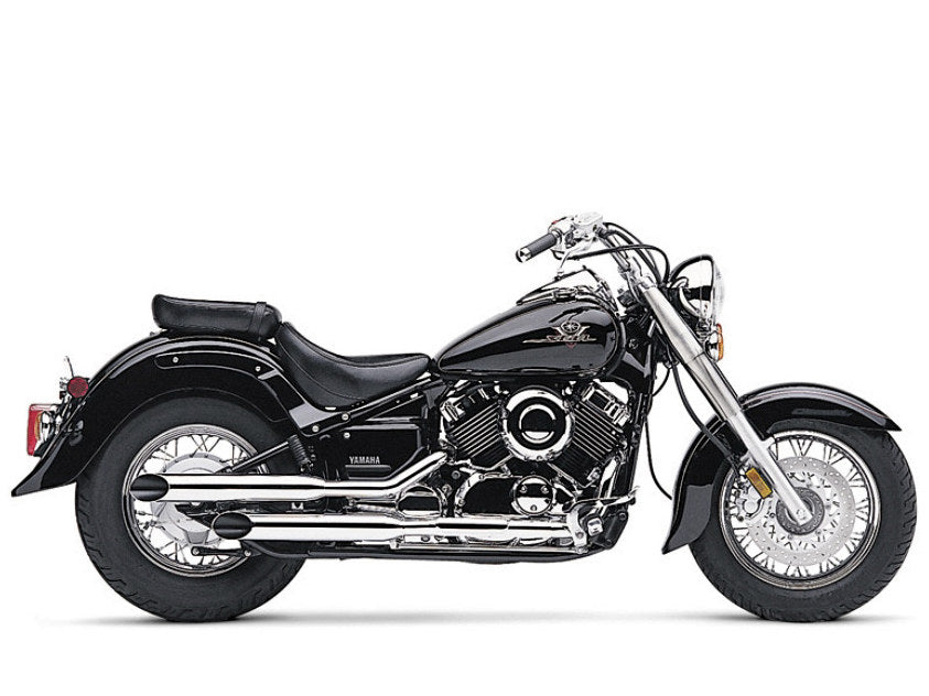 Exhaust with Slash Cut Mufflers - Chrome. Fits Yamaha V-Star XVS650 1998-2019 - Cobra Exhaust