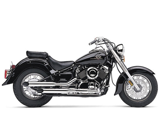 Exhaust with Slash Cut Mufflers - Chrome. Fits Yamaha V-Star XVS650 1998-2019 - Cobra Exhaust