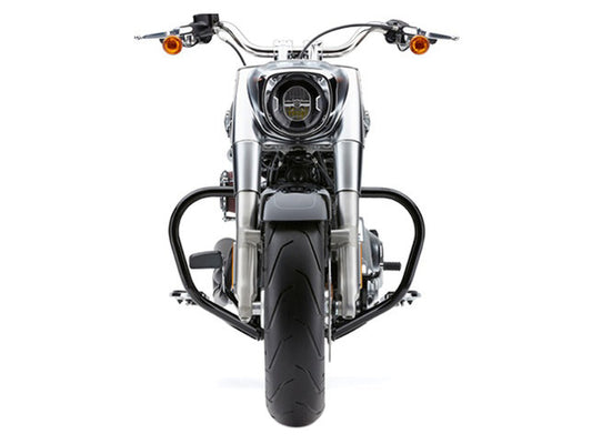 Engine Guard Freeway Bar - Black. Fits Softail Slim, Fat Bob, Deluxe, Sport Glide, Fat Boy, Heritage & Breakout 2018up. - Cobra Exhaust