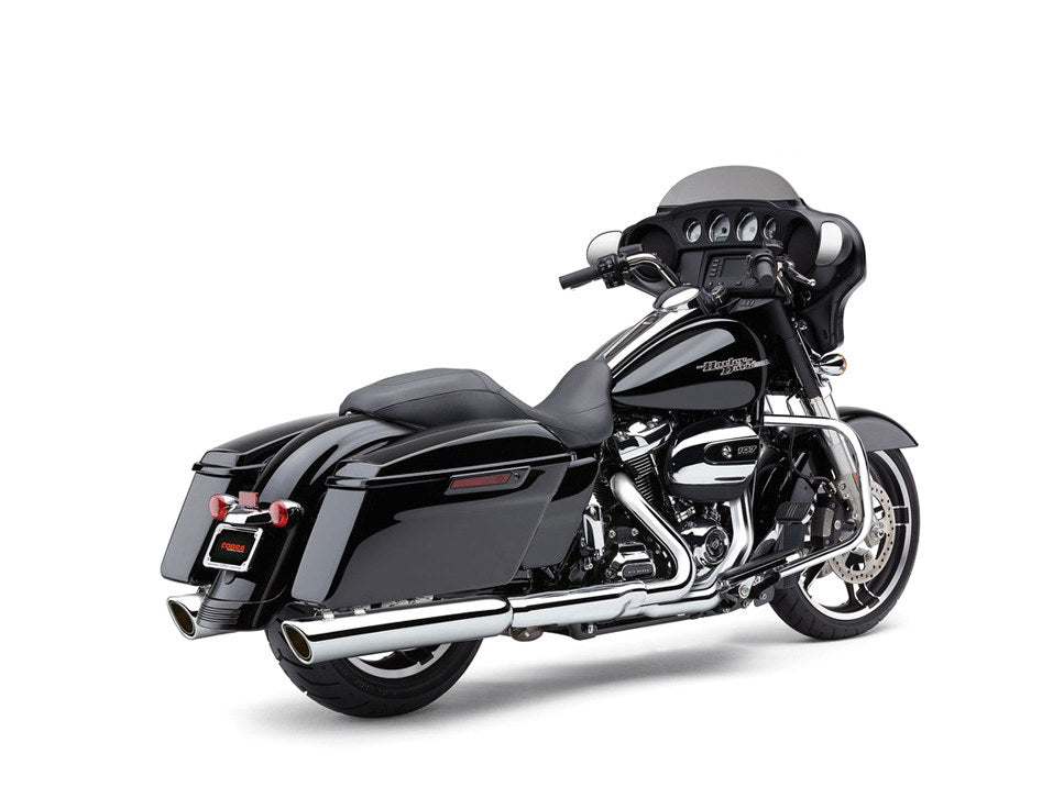 4in. 909 Back Slash Slip-On Mufflers - Chrome. Fits Touring 1995-2016 & Trike 2017-2020. - Cobra Exhaust
