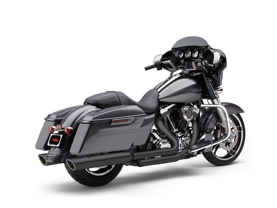 4in. 909 Back Slash Slip-On Mufflers - Black. Fits Touring 2017up. - Cobra Exhaust