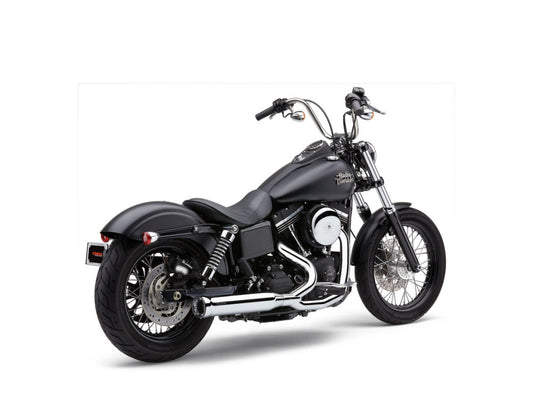 Power Pro 2-into-1 Exhaust - Chrome with Black Race Pro Tip. Fits Dyna 2006-2017 & Dyna Switchback 2012-2016 - Cobra Exhaust