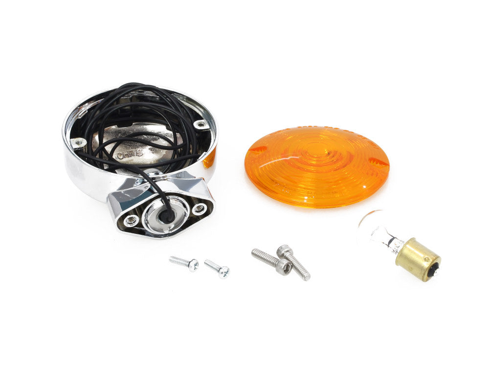 Turn Signal with Amber Lens. Fits FL Softail 1986-2017, Front & Rear. - Chris Products