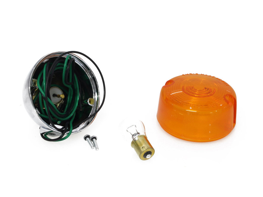Turn Signal with Threaded Body & Separate Wiring Hole. Fits FX Softail, Sportster & Dyna 1986-2001. - Chris Products