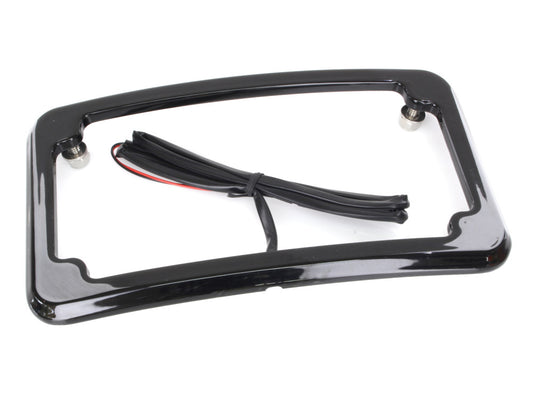 Curved Number Plate Frame with Number Plate Light Only - Black. - Cycle Visions