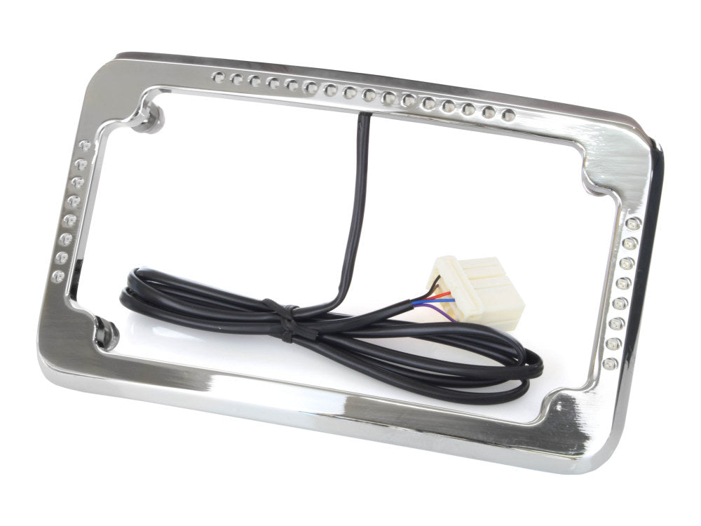Curved Slick Signal Run, Turn, Brake & Number Plate Frame - Chrome. Fits Softail 1999-2010, FXD 1999-2017 & Sportster 1999-2021. - Cycle Visions